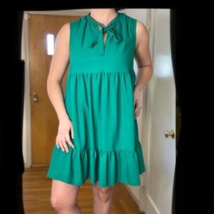 Maeve by Anthropologie Shira Tiered Emerald Green Tunic Mini Dress Extra Small